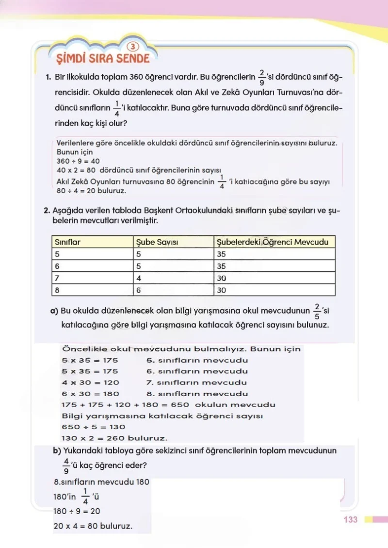 4. Sınıf Matematik Ders Kitabı Cevapları Meb Yayınları Sayfa 133 Çözüm Görseli