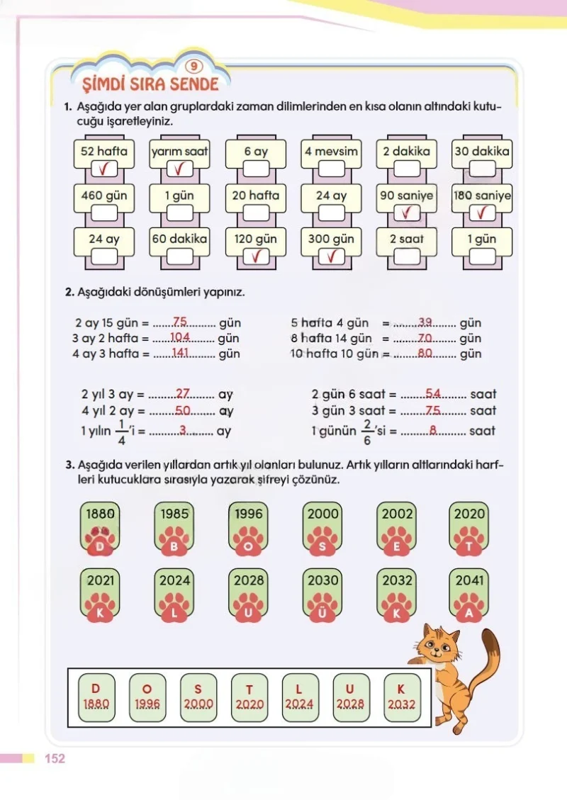 4. Sınıf Matematik Ders Kitabı Cevapları Meb Yayınları Sayfa 152 Çözüm Görseli