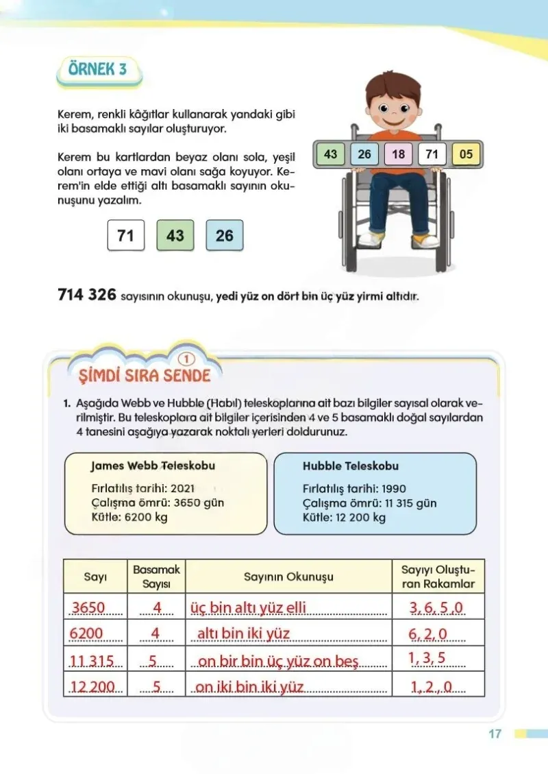 4. Sınıf Matematik Ders Kitabı Cevapları Meb Yayınları Sayfa 17 Çözüm Görseli