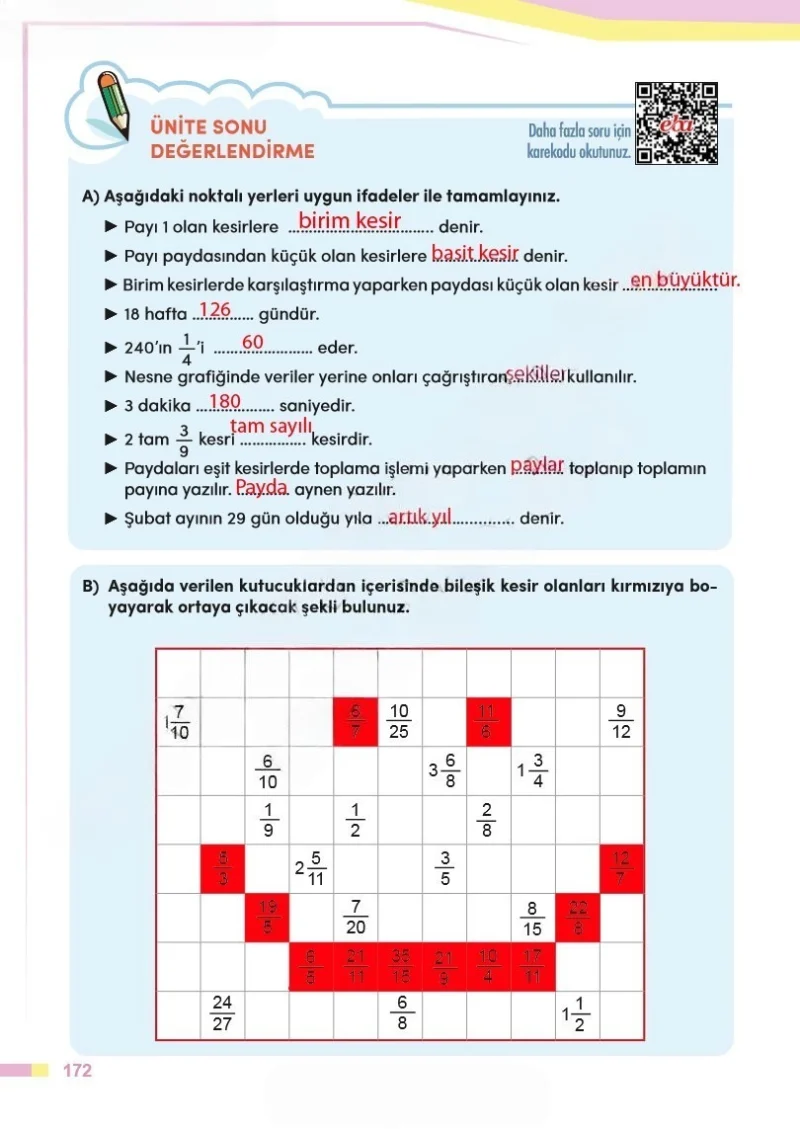 4. Sınıf Matematik Ders Kitabı Cevapları Meb Yayınları Sayfa 172 Çözüm Görseli