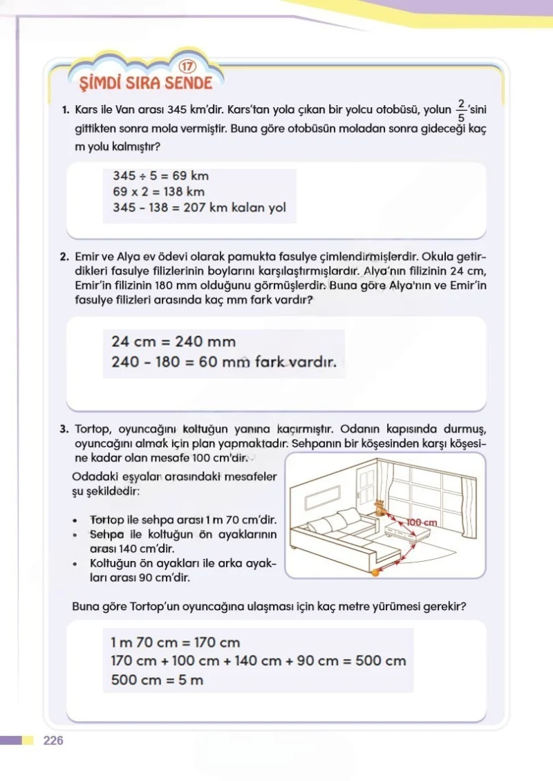 4. Sınıf Matematik Ders Kitabı Cevapları Meb Yayınları Sayfa 226 Çözüm Görseli