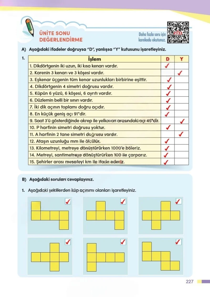 4. Sınıf Matematik Ders Kitabı Cevapları Meb Yayınları Sayfa 227 Çözüm Görseli