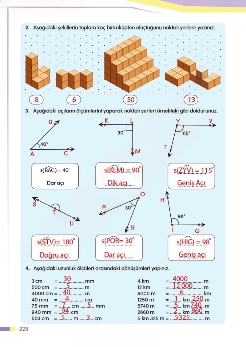 4. Sınıf Matematik Ders Kitabı Cevapları Meb Yayınları Sayfa 228 Çözüm Görseli