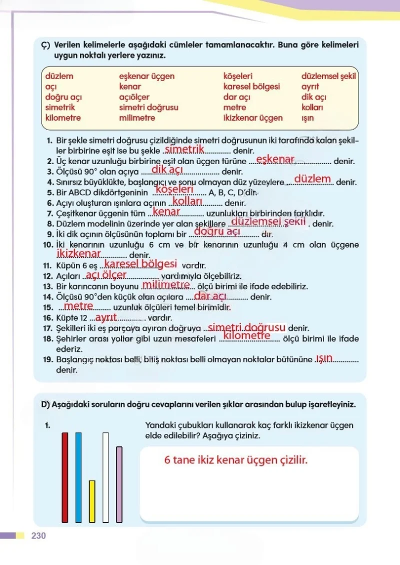4. Sınıf Matematik Ders Kitabı Cevapları Meb Yayınları Sayfa 230 Çözüm Görseli