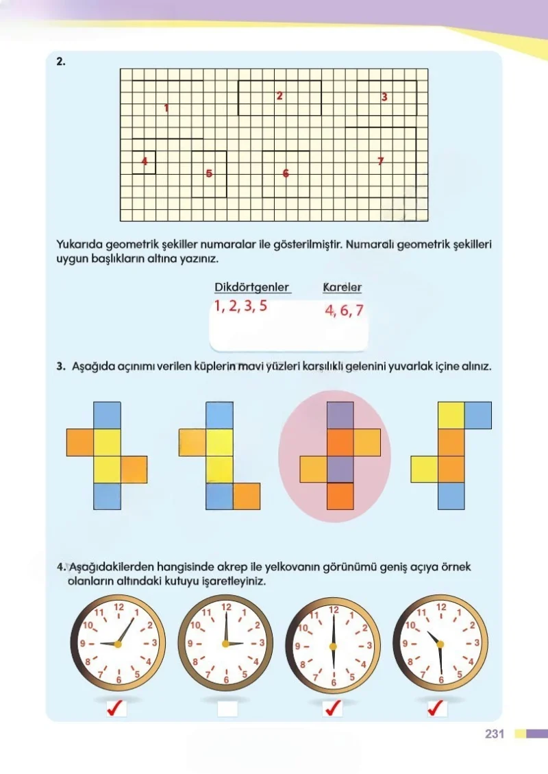 4. Sınıf Matematik Ders Kitabı Cevapları Meb Yayınları Sayfa 231 Çözüm Görseli
