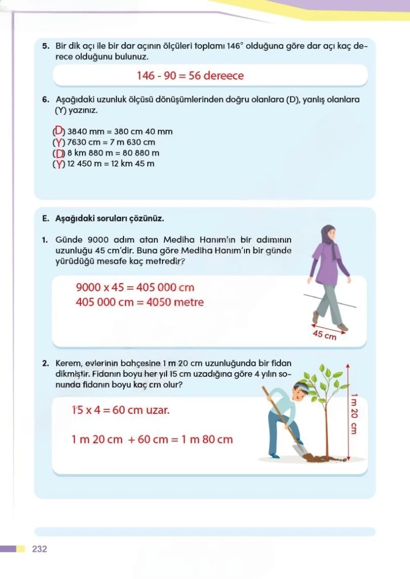 4. Sınıf Matematik Ders Kitabı Cevapları Meb Yayınları Sayfa 232 Çözüm Görseli