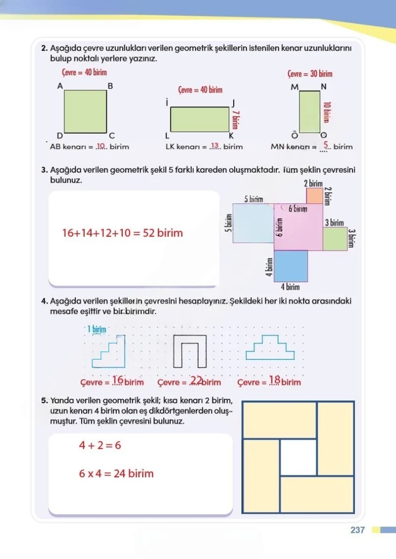 4. Sınıf Matematik Ders Kitabı Cevapları Meb Yayınları Sayfa 237 Çözüm Görseli
