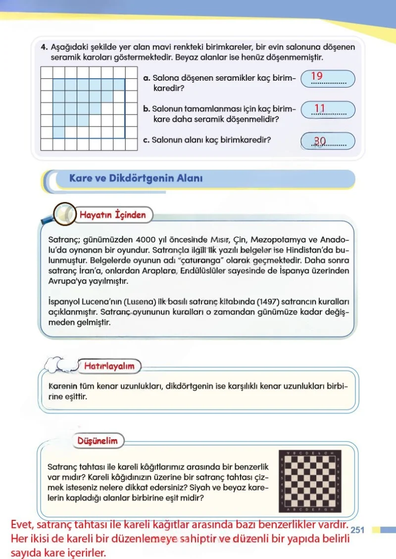 4. Sınıf Matematik Ders Kitabı Cevapları Meb Yayınları Sayfa 251 Çözüm Görseli