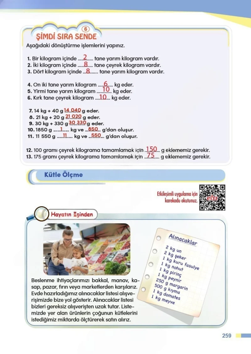 4. Sınıf Matematik Ders Kitabı Cevapları Meb Yayınları Sayfa 259 Çözüm Görseli