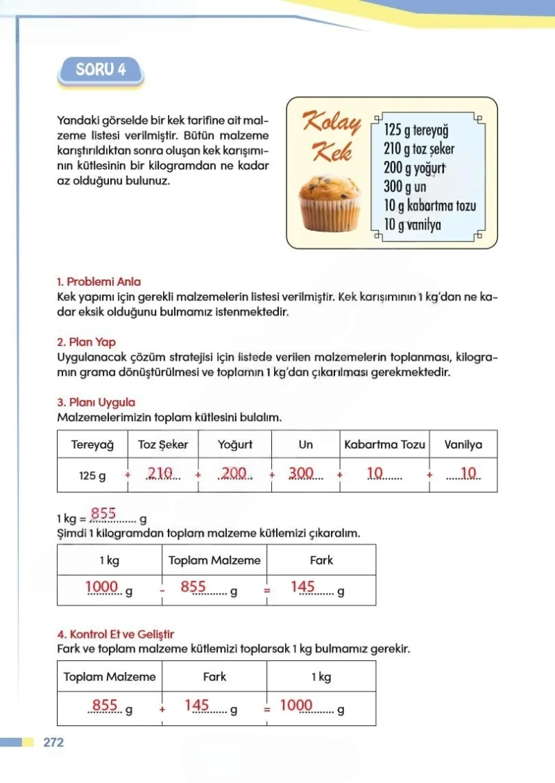 4. Sınıf Matematik Ders Kitabı Cevapları Meb Yayınları Sayfa 272 Çözüm Görseli