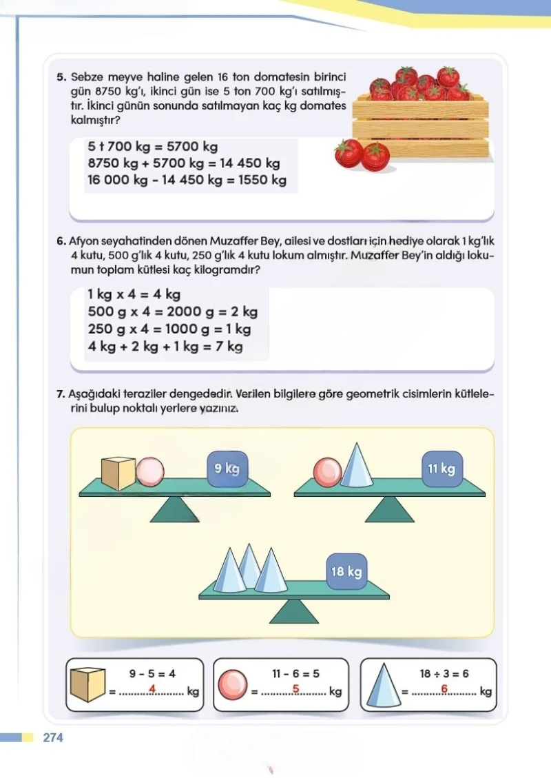 4. Sınıf Matematik Ders Kitabı Cevapları Meb Yayınları Sayfa 274 Çözüm Görseli