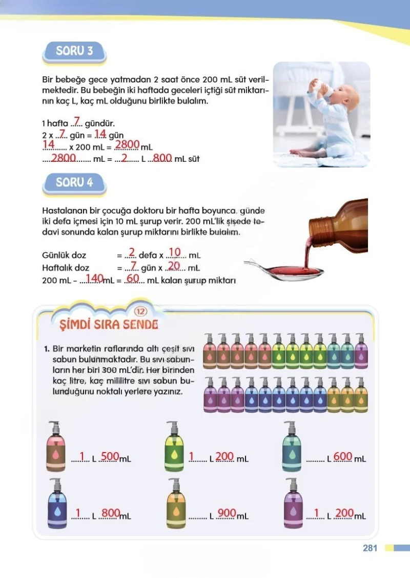 4. Sınıf Matematik Ders Kitabı Cevapları Meb Yayınları Sayfa 281 Çözüm Görseli