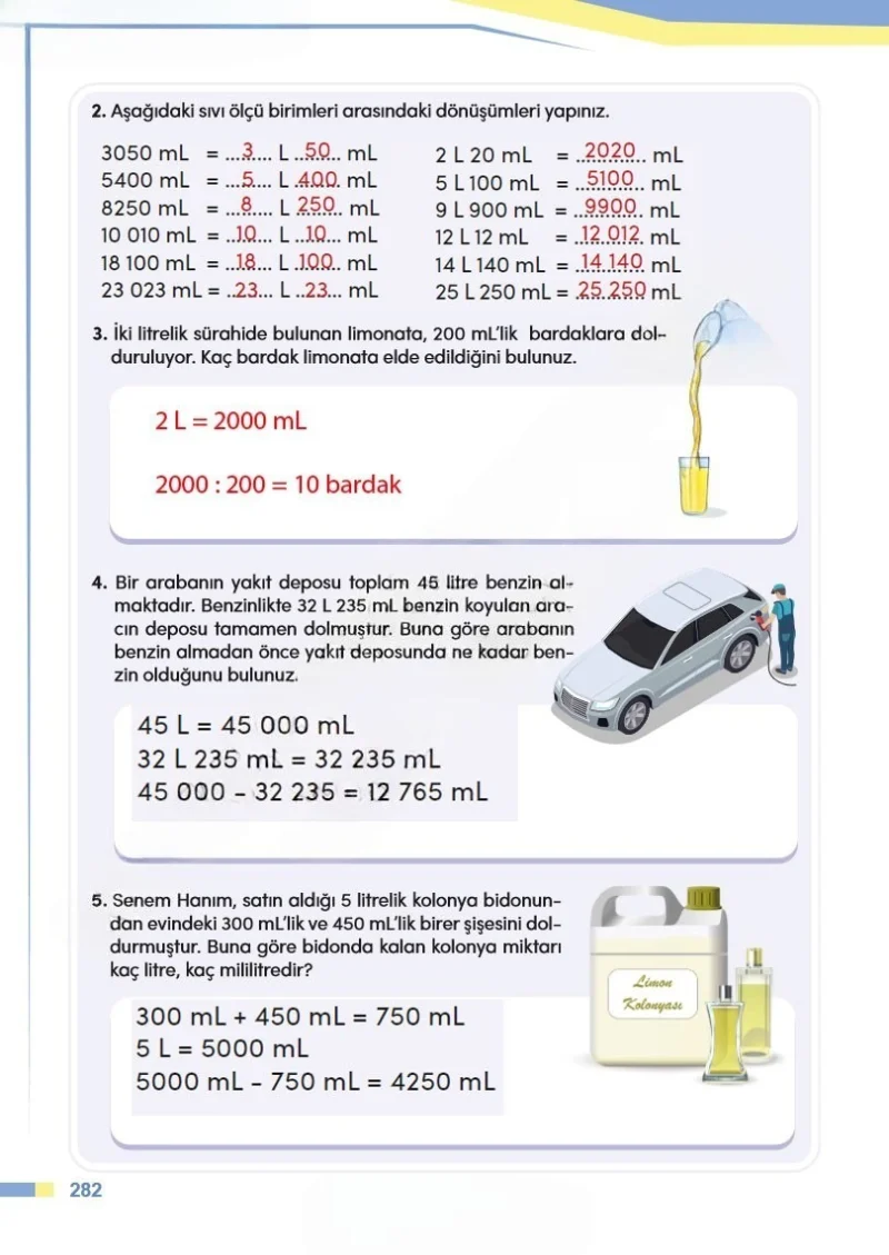 4. Sınıf Matematik Ders Kitabı Cevapları Meb Yayınları Sayfa 282 Çözüm Görseli