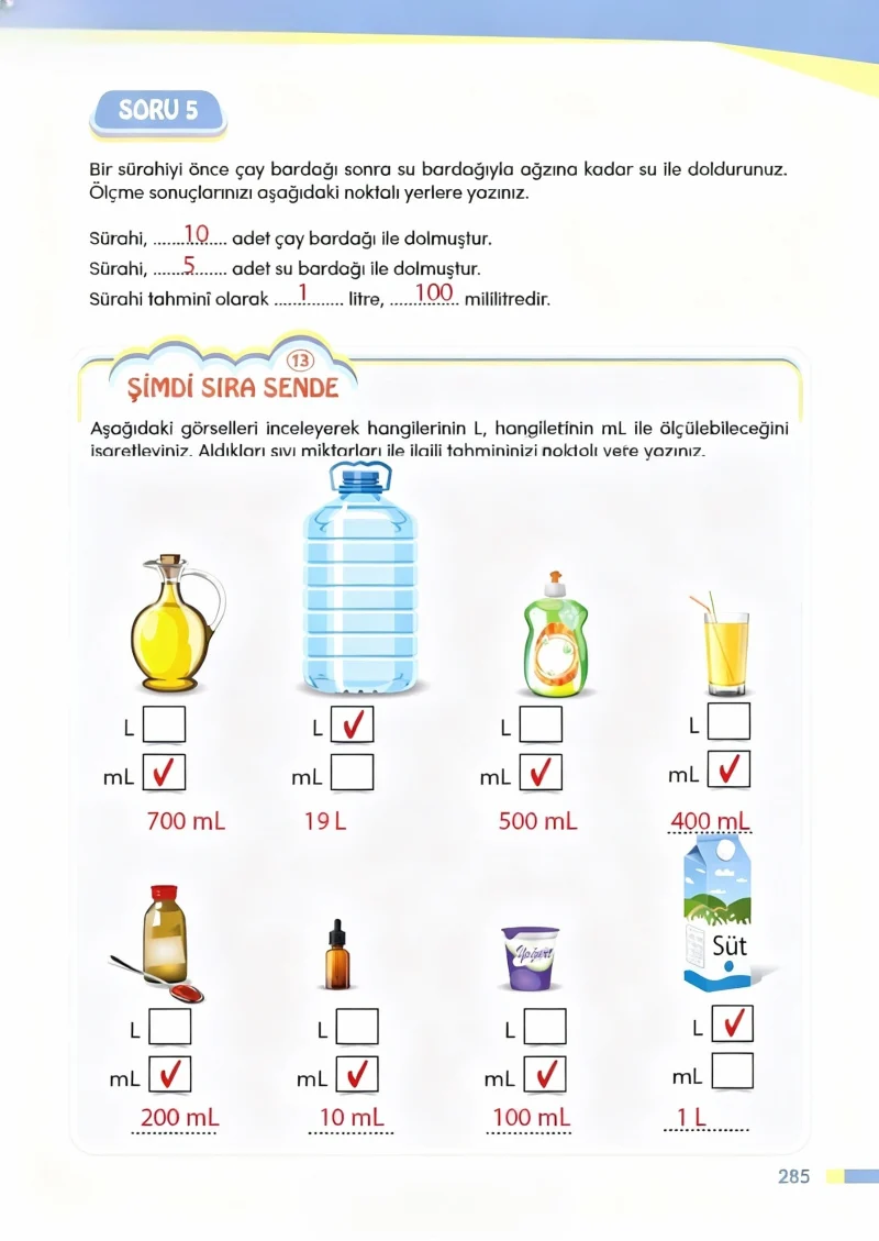 4. Sınıf Matematik Ders Kitabı Cevapları Meb Yayınları Sayfa 285 Çözüm Görseli