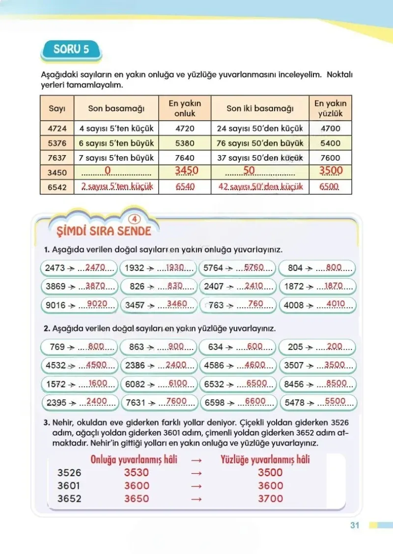 4. Sınıf Matematik Ders Kitabı Cevapları Meb Yayınları Sayfa 31 Çözüm Görseli