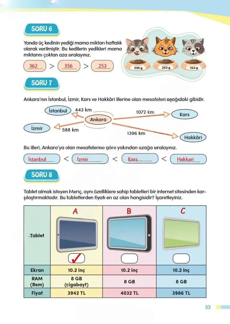 4. Sınıf Matematik Ders Kitabı Cevapları Meb Yayınları Sayfa 33 Çözüm Görseli