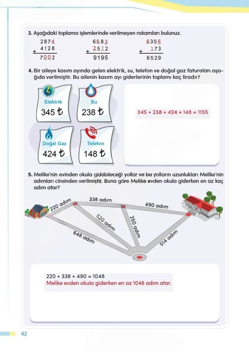4. Sınıf Matematik Ders Kitabı Cevapları Meb Yayınları Sayfa 42 Çözüm Görseli