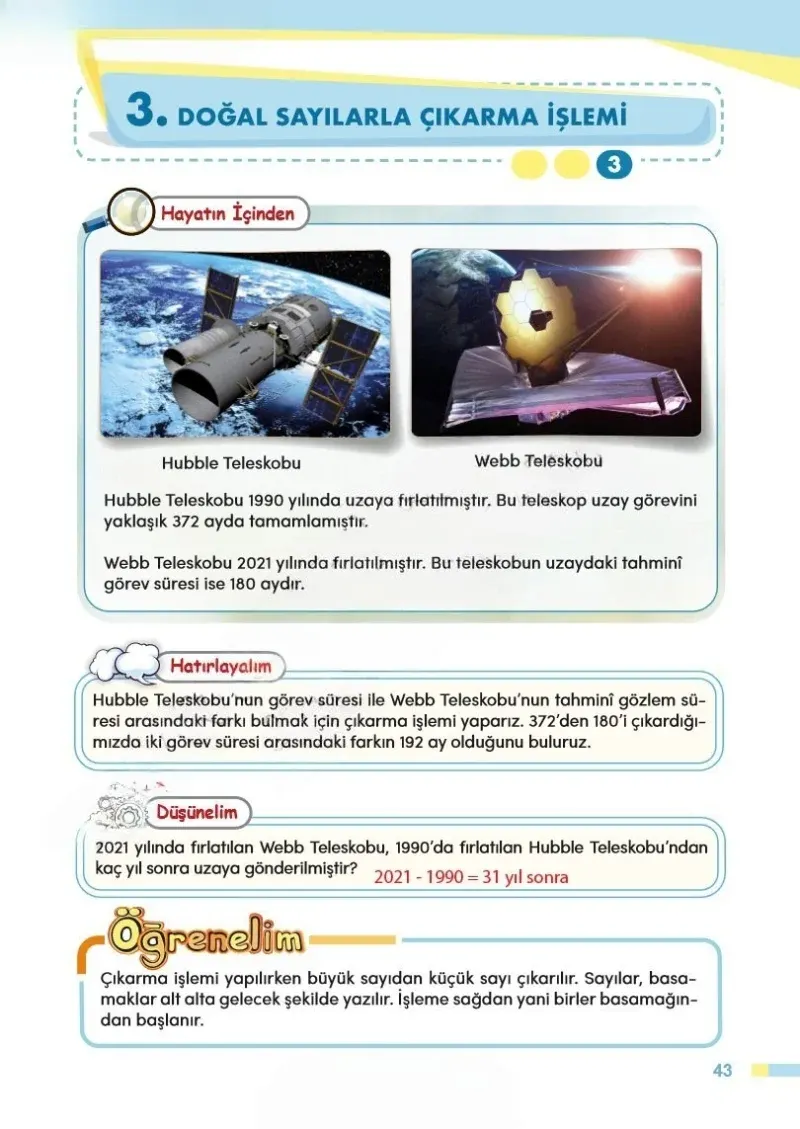 4. Sınıf Matematik Ders Kitabı Cevapları Meb Yayınları Sayfa 43 Çözüm Görseli