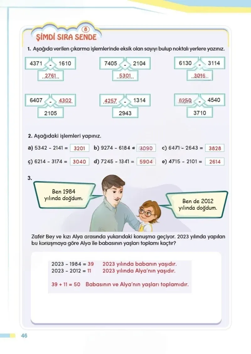 4. Sınıf Matematik Ders Kitabı Cevapları Meb Yayınları Sayfa 46 Çözüm Görseli