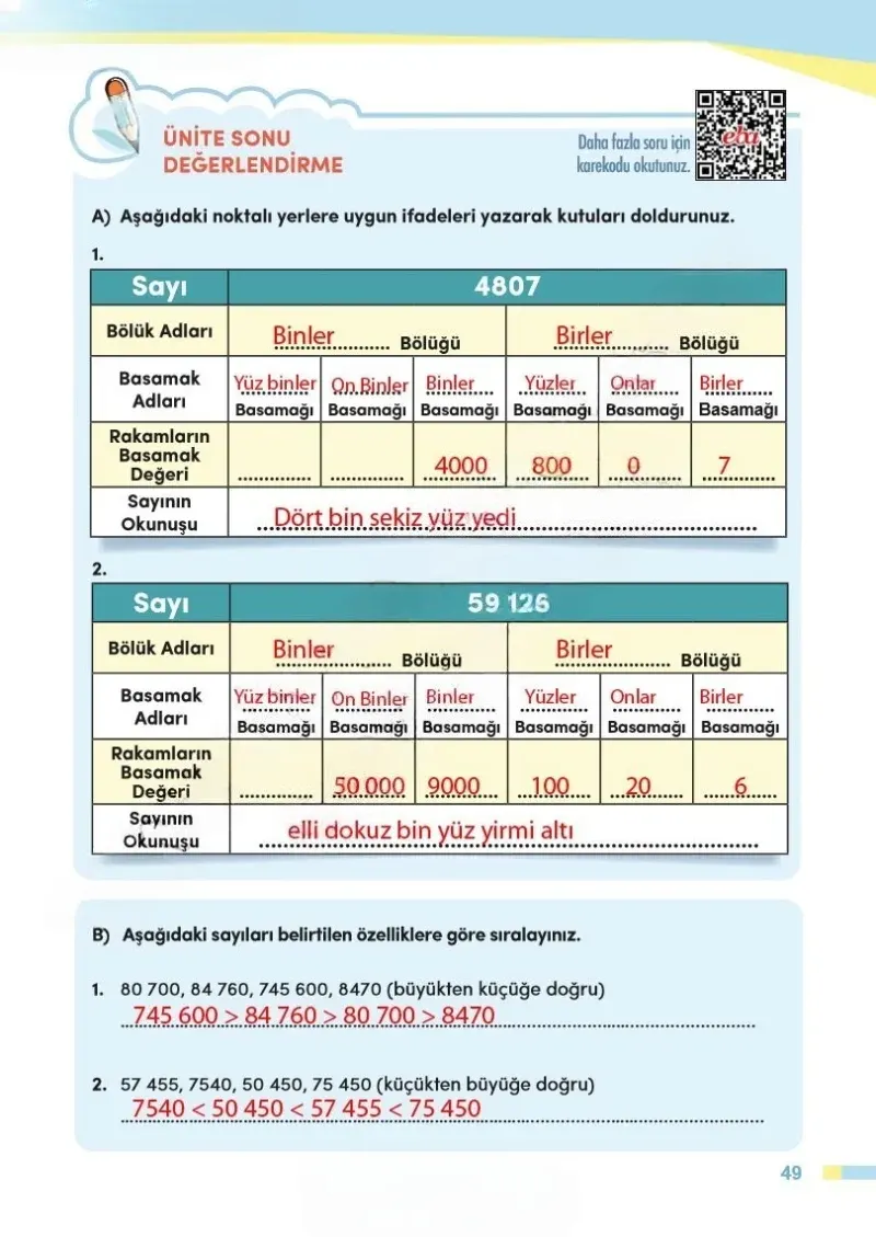 4. Sınıf Matematik Ders Kitabı Cevapları Meb Yayınları Sayfa 49 Çözüm Görseli