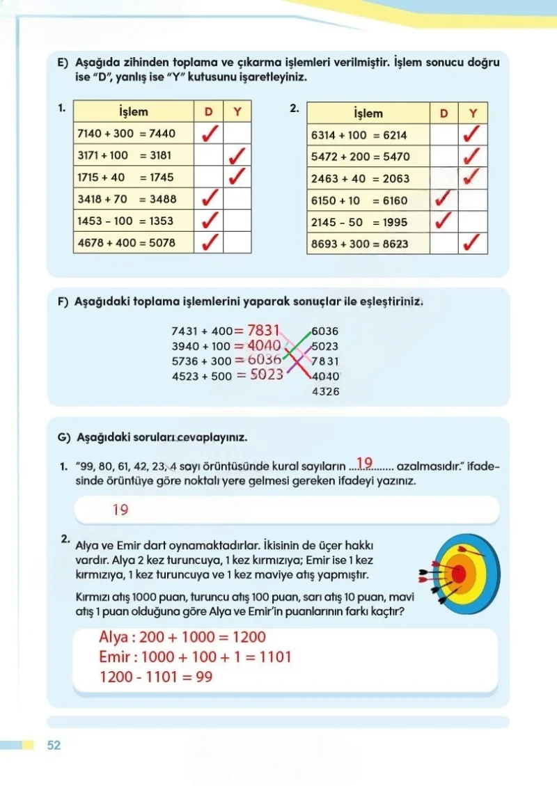 4. Sınıf Matematik Ders Kitabı Cevapları Meb Yayınları Sayfa 52 Çözüm Görseli