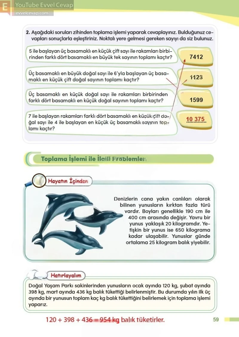 4. Sınıf Matematik Ders Kitabı Cevapları Meb Yayınları Sayfa 59 Çözüm Görseli