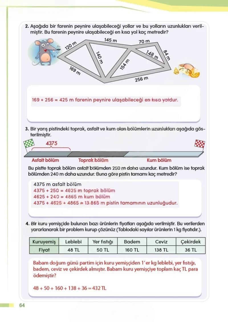 4. Sınıf Matematik Ders Kitabı Cevapları Meb Yayınları Sayfa 64 Çözüm Görseli