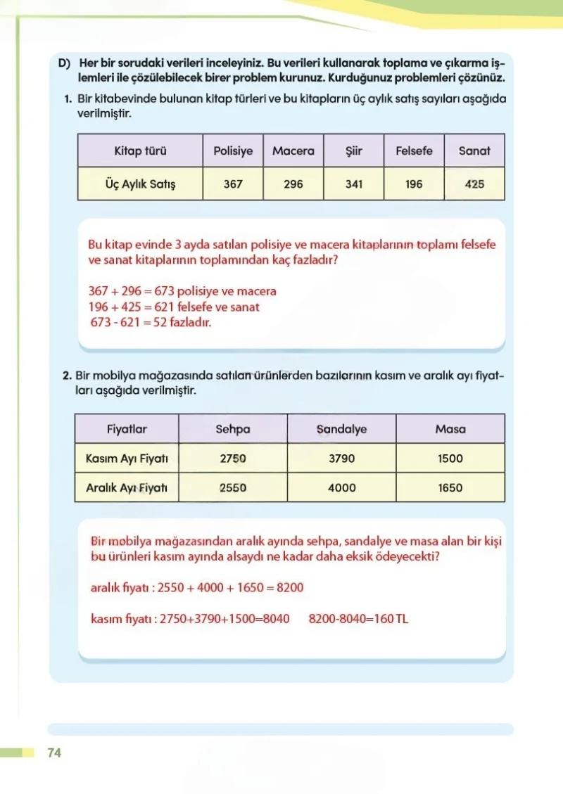 4. Sınıf Matematik Ders Kitabı Cevapları Meb Yayınları Sayfa 74 Çözüm Görseli