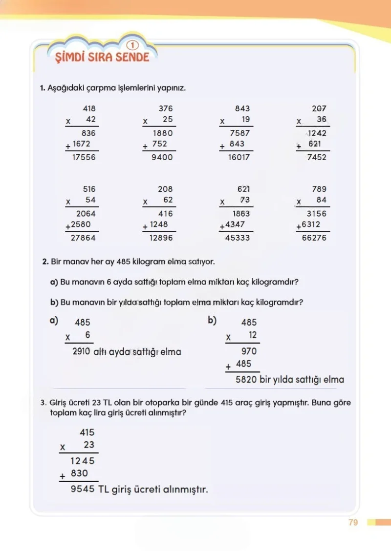 4. Sınıf Matematik Ders Kitabı Cevapları Meb Yayınları Sayfa 79 Çözüm Görseli