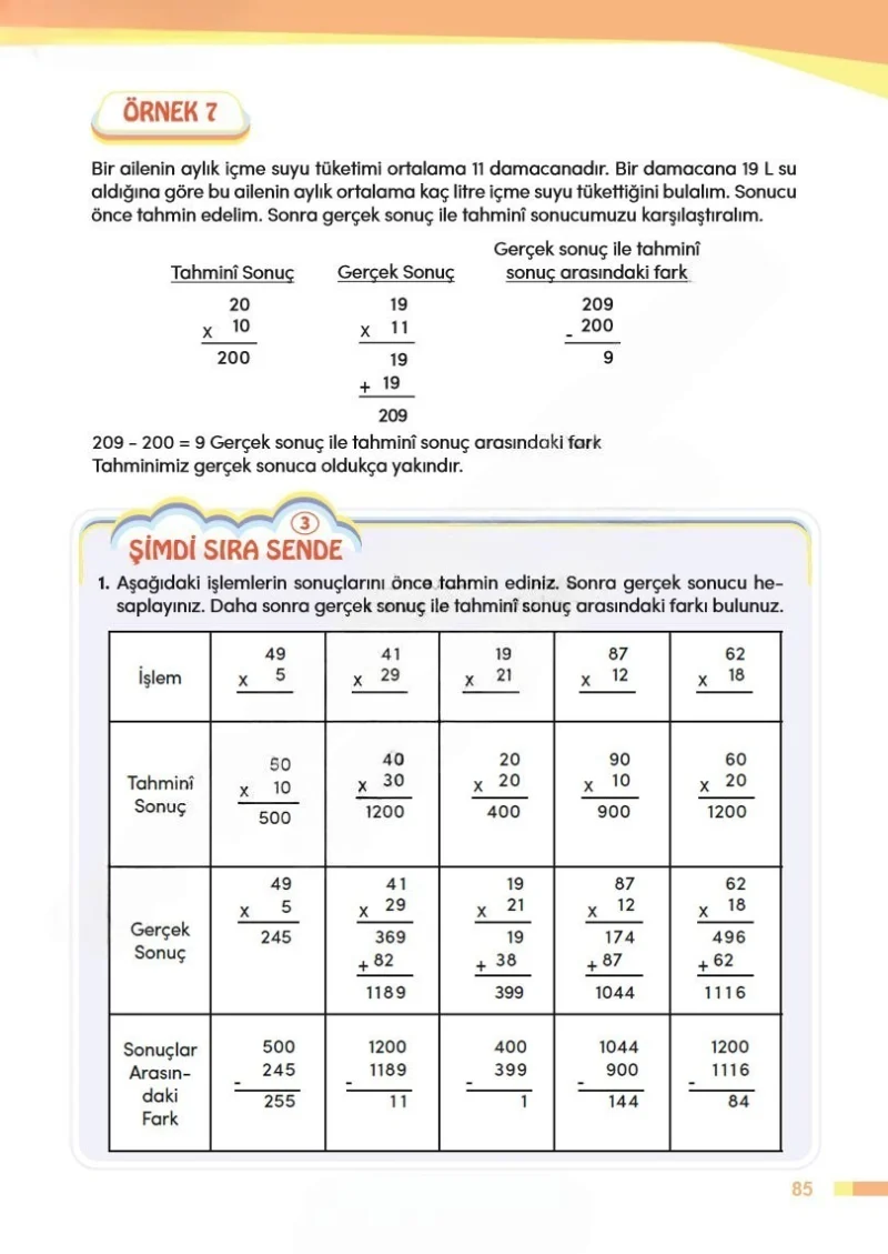 4. Sınıf Matematik Ders Kitabı Cevapları Meb Yayınları Sayfa 85 Çözüm Görseli