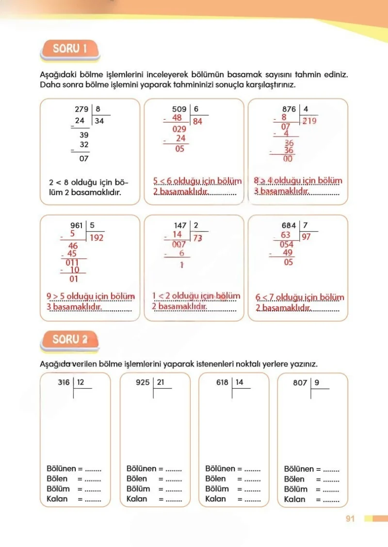 4. Sınıf Matematik Ders Kitabı Cevapları Meb Yayınları Sayfa 91 Çözüm Görseli