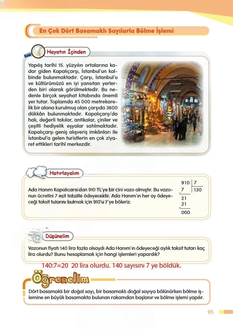4. Sınıf Matematik Ders Kitabı Cevapları Meb Yayınları Sayfa 95 Çözüm Görseli