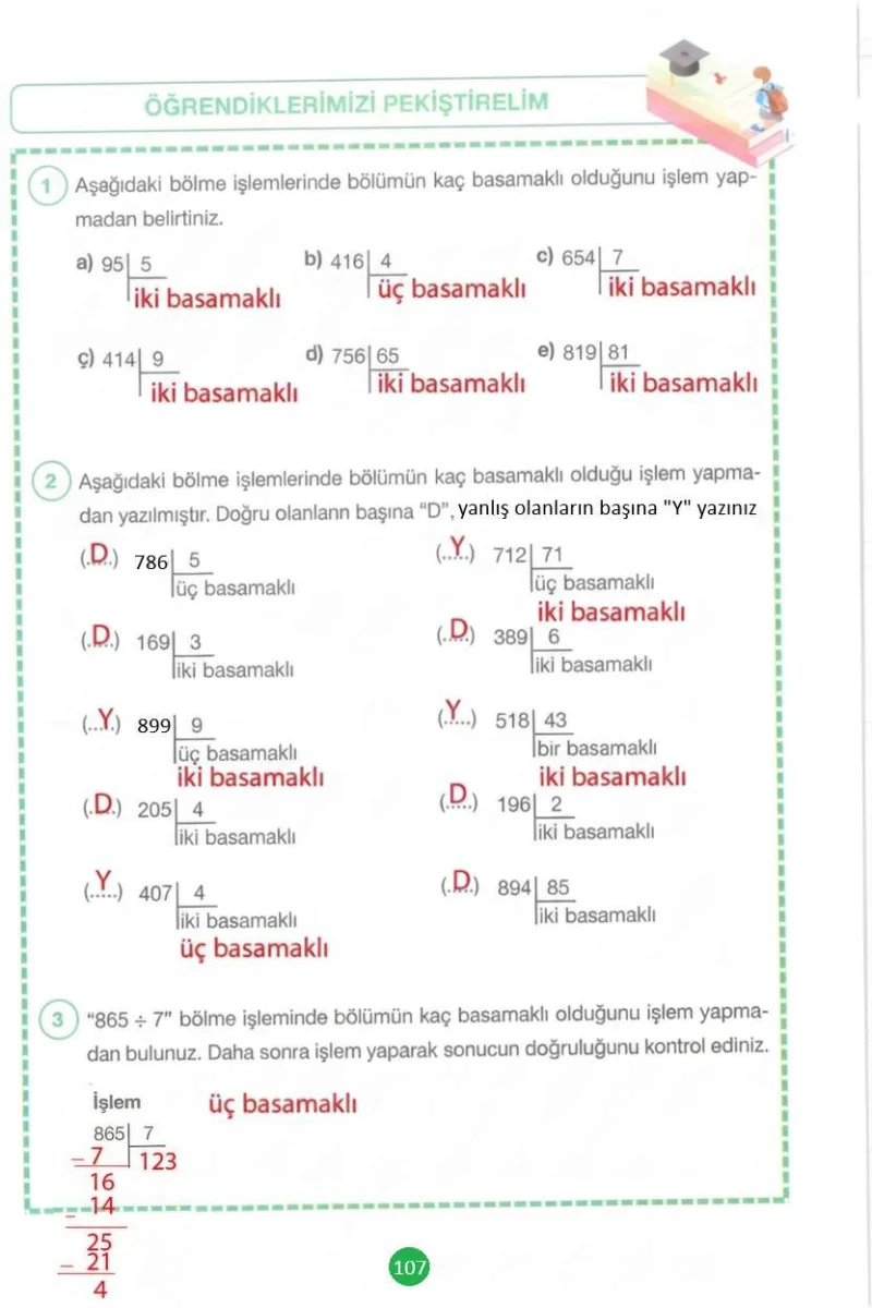 4. Sınıf Matematik Ders Kitabı Cevapları Pasifik Yayınları Sayfa 107 Çözüm Görseli
