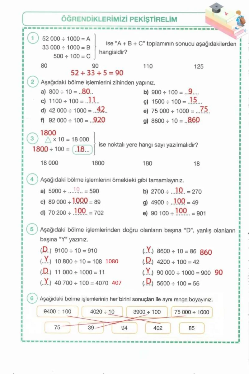 4. Sınıf Matematik Ders Kitabı Cevapları Pasifik Yayınları Sayfa 114 Çözüm Görseli