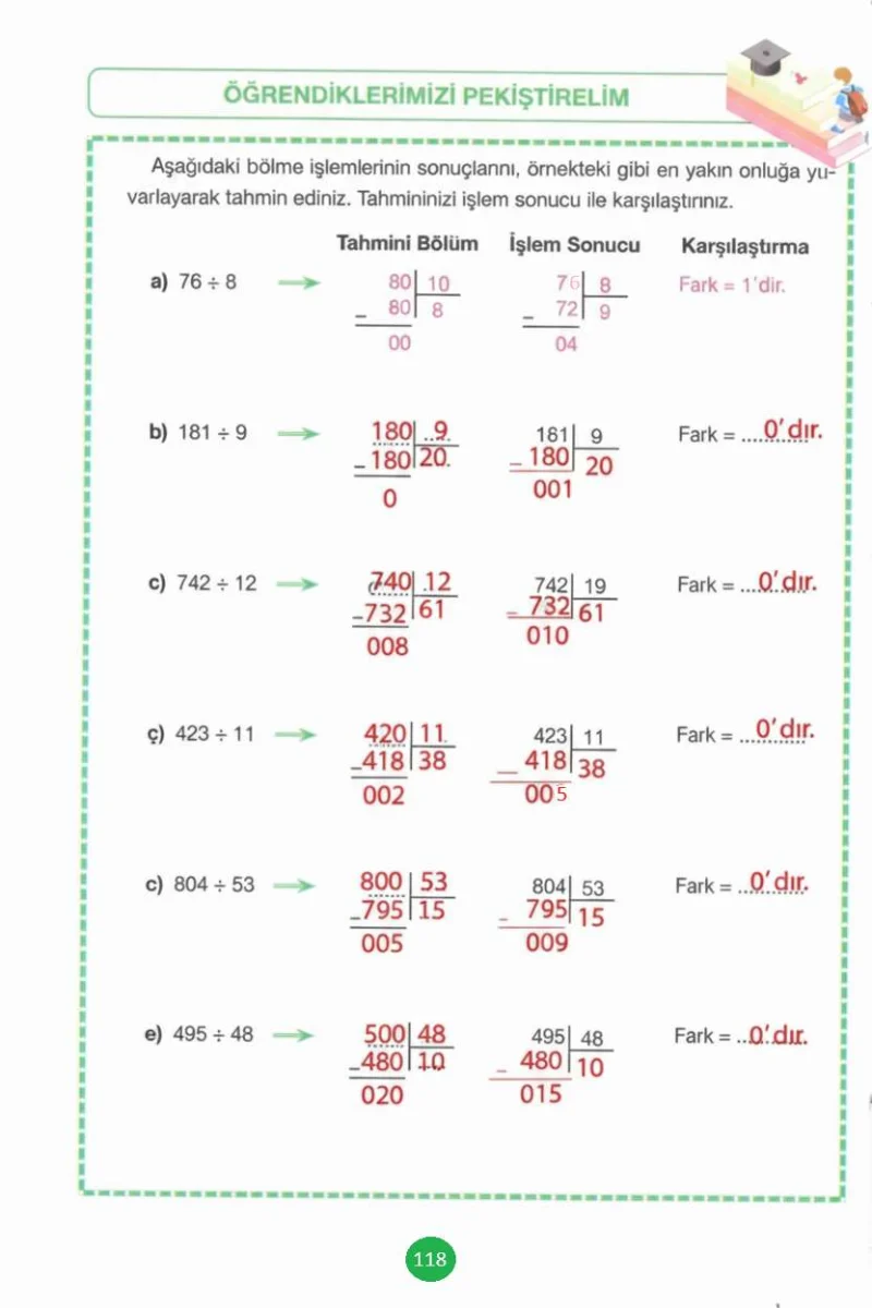 4. Sınıf Matematik Ders Kitabı Cevapları Pasifik Yayınları Sayfa 118 Çözüm Görseli