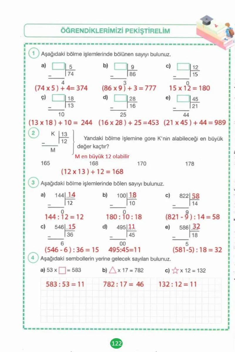 4. Sınıf Matematik Ders Kitabı Cevapları Pasifik Yayınları Sayfa 122 Çözüm Görseli