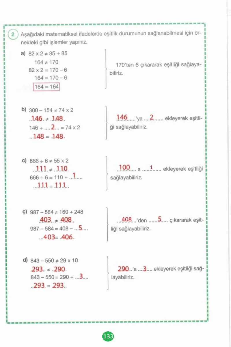 4. Sınıf Matematik Ders Kitabı Cevapları Pasifik Yayınları Sayfa 133 Çözüm Görseli