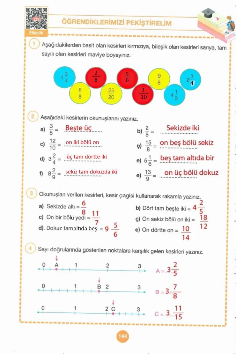 4. Sınıf Matematik Ders Kitabı Cevapları Pasifik Yayınları Sayfa 144 Çözüm Görseli