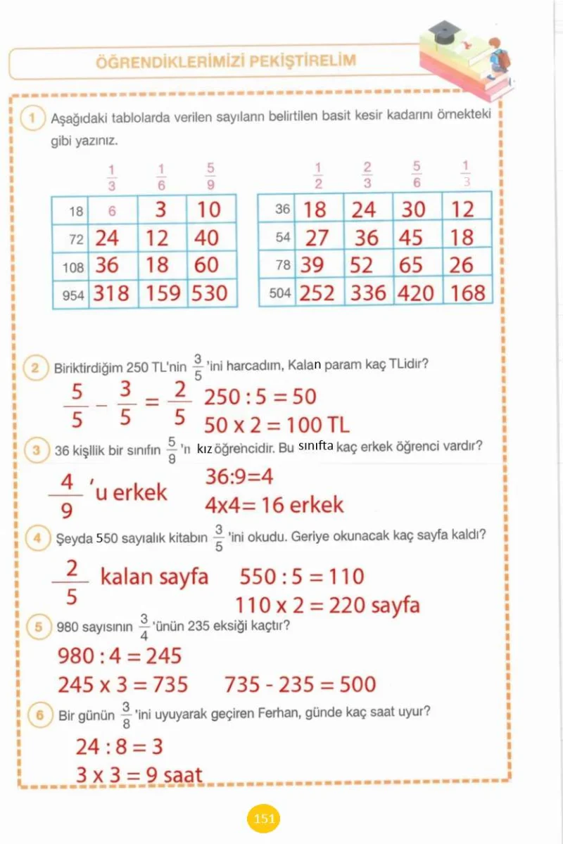4. Sınıf Matematik Ders Kitabı Cevapları Pasifik Yayınları Sayfa 151 Çözüm Görseli