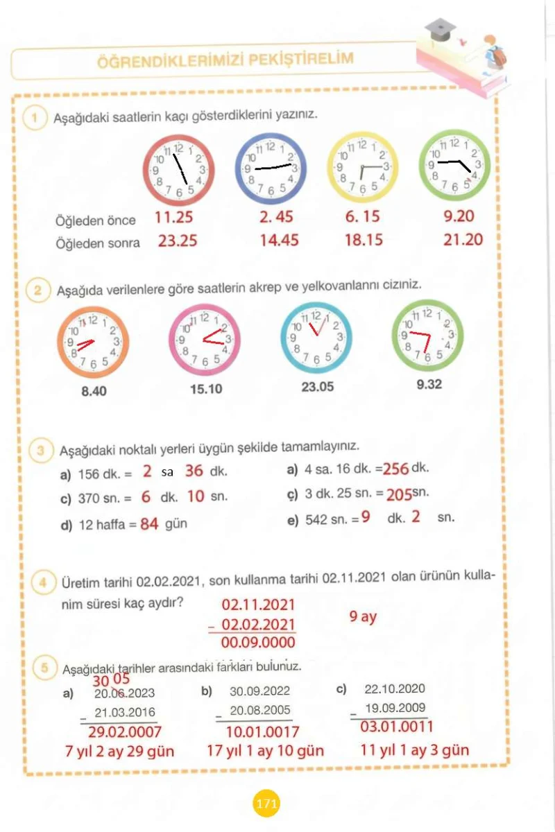 4. Sınıf Matematik Ders Kitabı Cevapları Pasifik Yayınları Sayfa 171 Çözüm Görseli