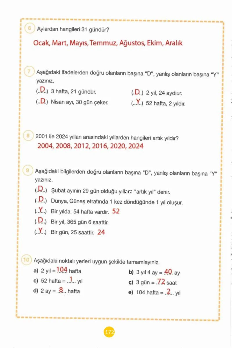 4. Sınıf Matematik Ders Kitabı Cevapları Pasifik Yayınları Sayfa 172 Çözüm Görseli