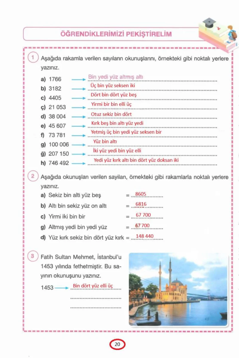 4. Sınıf Matematik Ders Kitabı Cevapları Pasifik Yayınları Sayfa 20 Çözüm Görseli