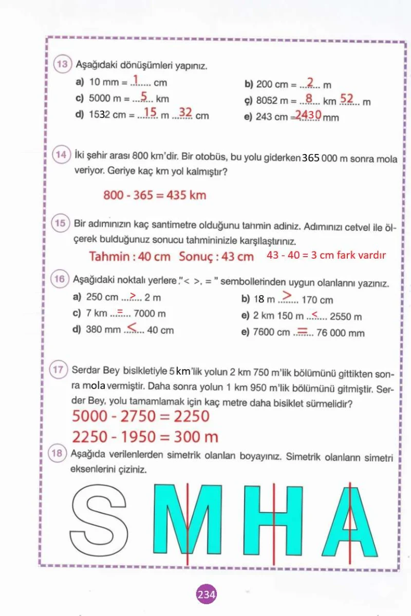 4. Sınıf Matematik Ders Kitabı Cevapları Pasifik Yayınları Sayfa 234 Çözüm Görseli