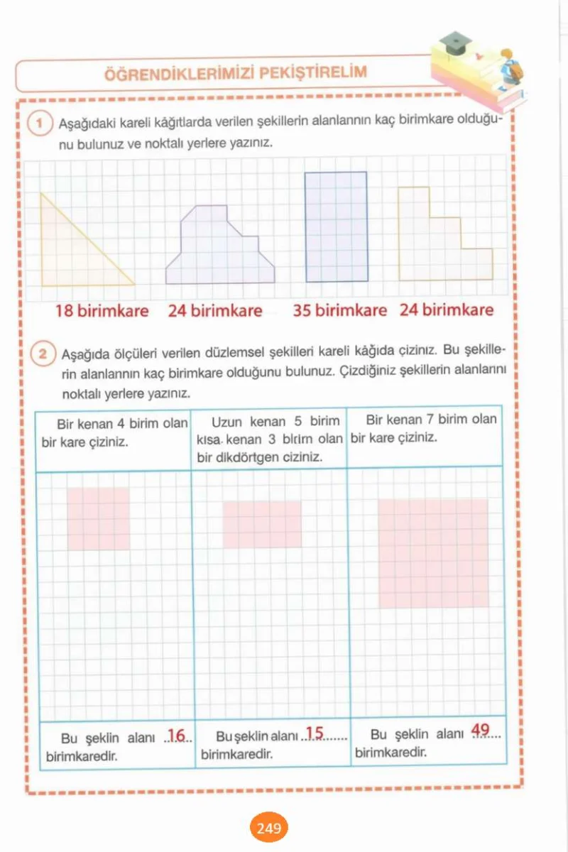 4. Sınıf Matematik Ders Kitabı Cevapları Pasifik Yayınları Sayfa 249 Çözüm Görseli