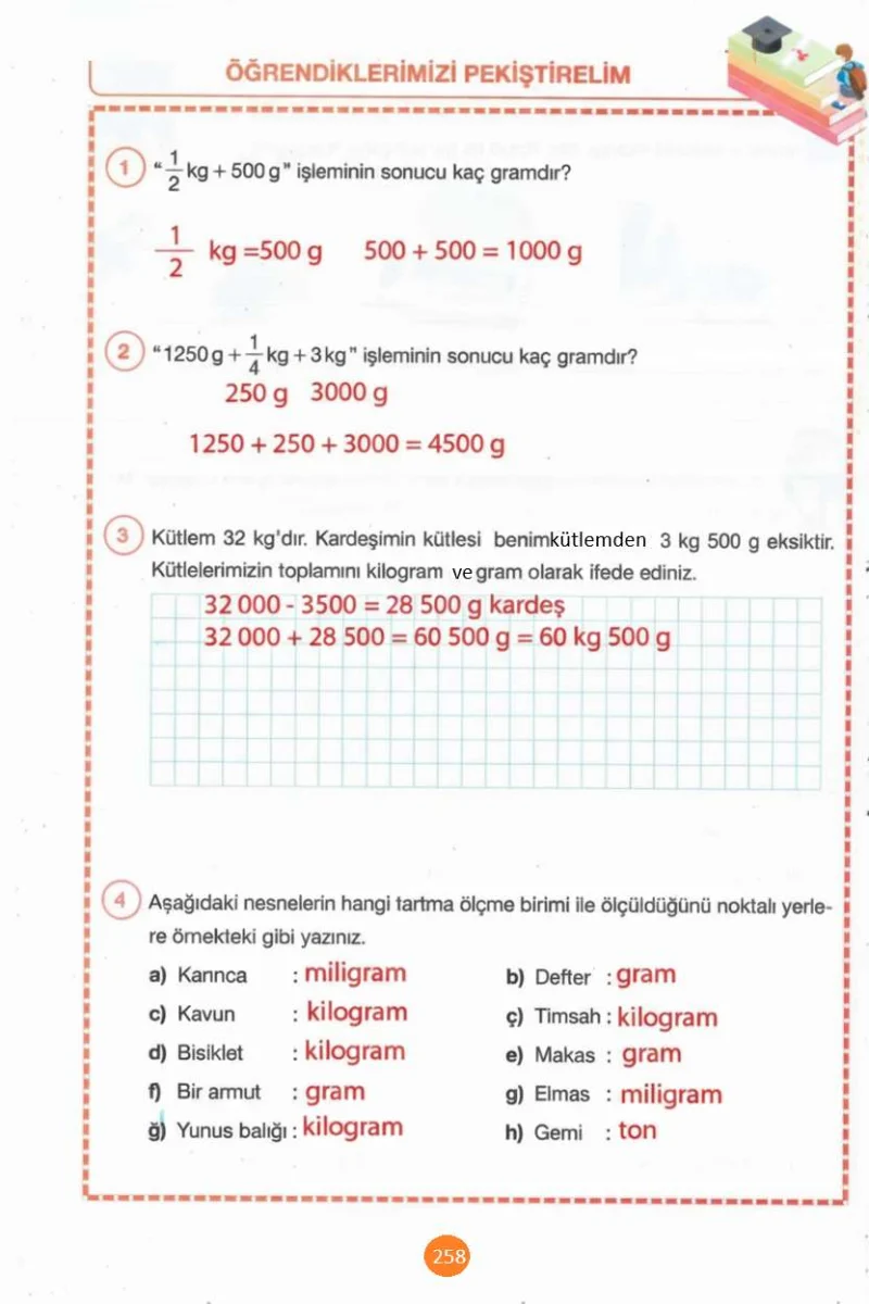 4. Sınıf Matematik Ders Kitabı Cevapları Pasifik Yayınları Sayfa 258 Çözüm Görseli