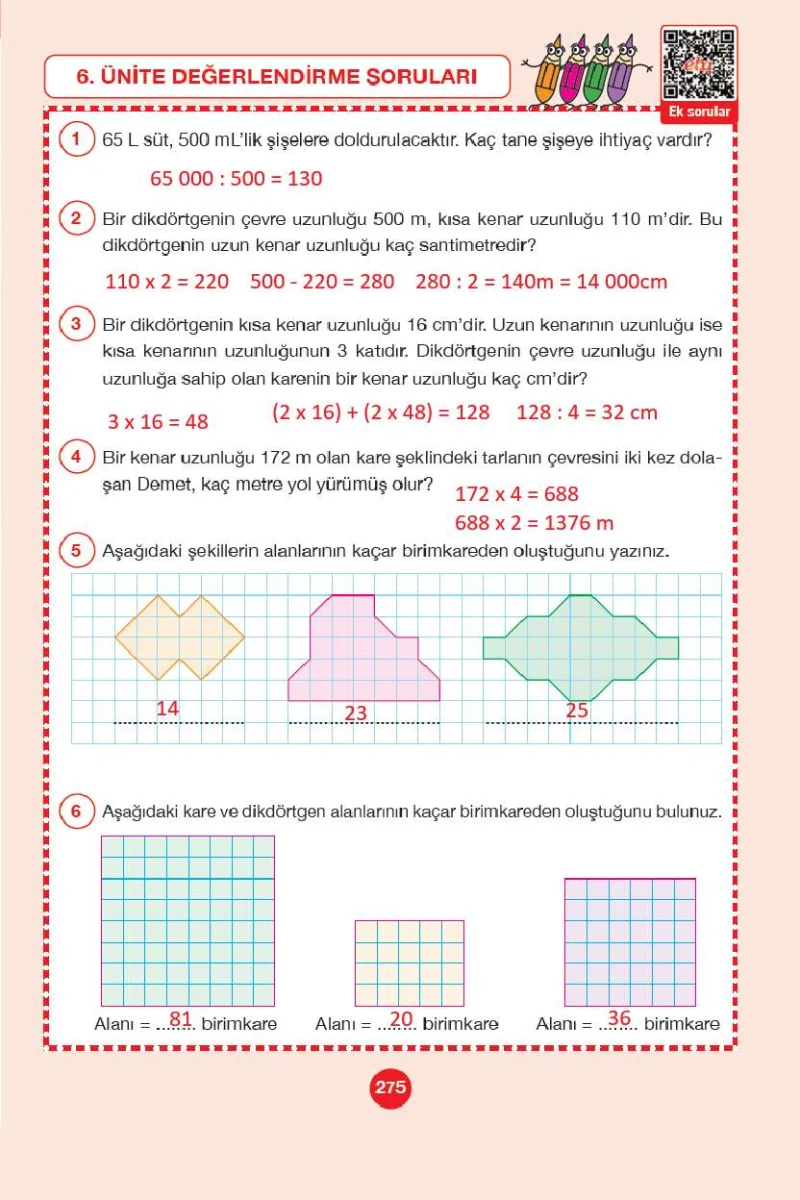 4. Sınıf Matematik Ders Kitabı Cevapları Pasifik Yayınları Sayfa 275 Çözüm Görseli