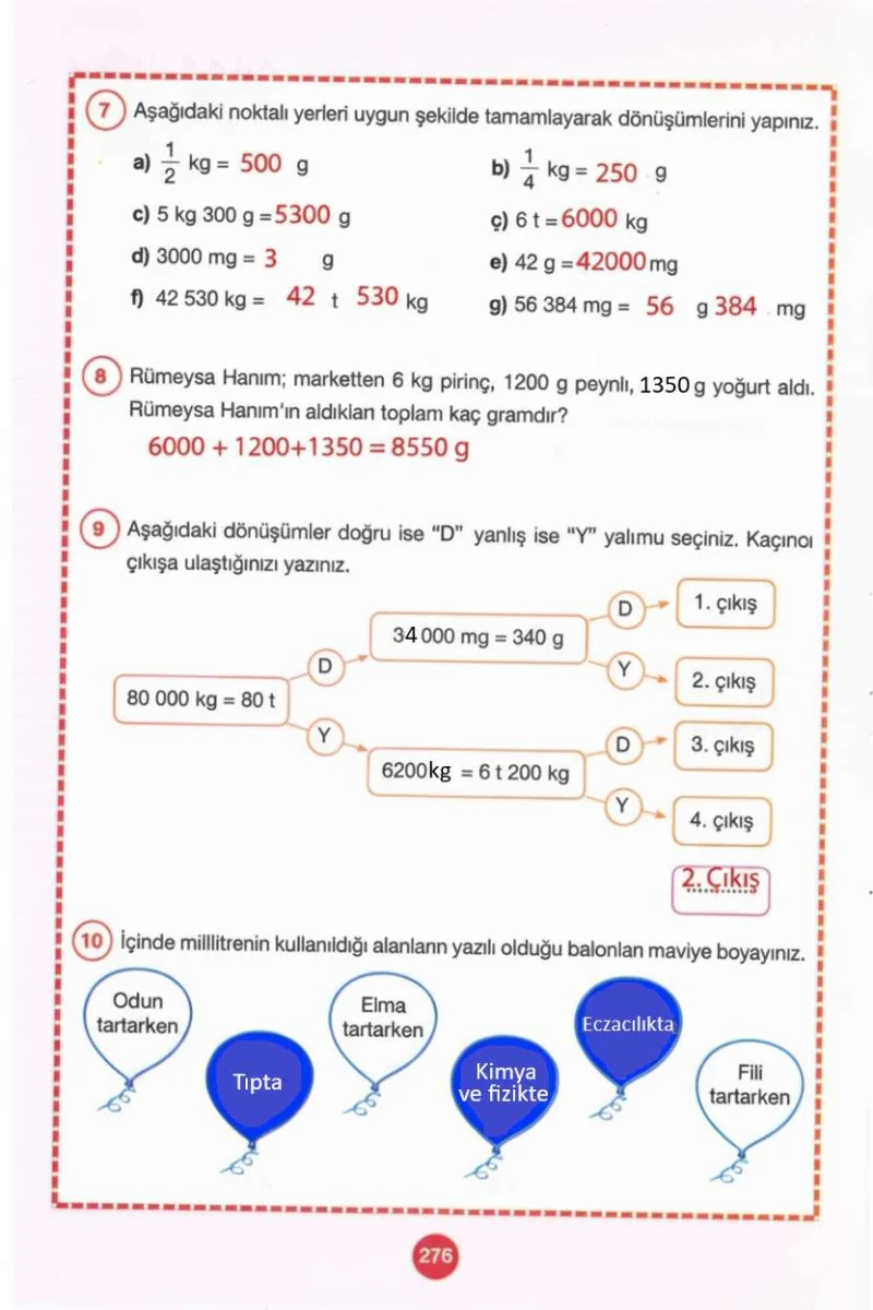 4. Sınıf Matematik Ders Kitabı Cevapları Pasifik Yayınları Sayfa 276 Çözüm Görseli