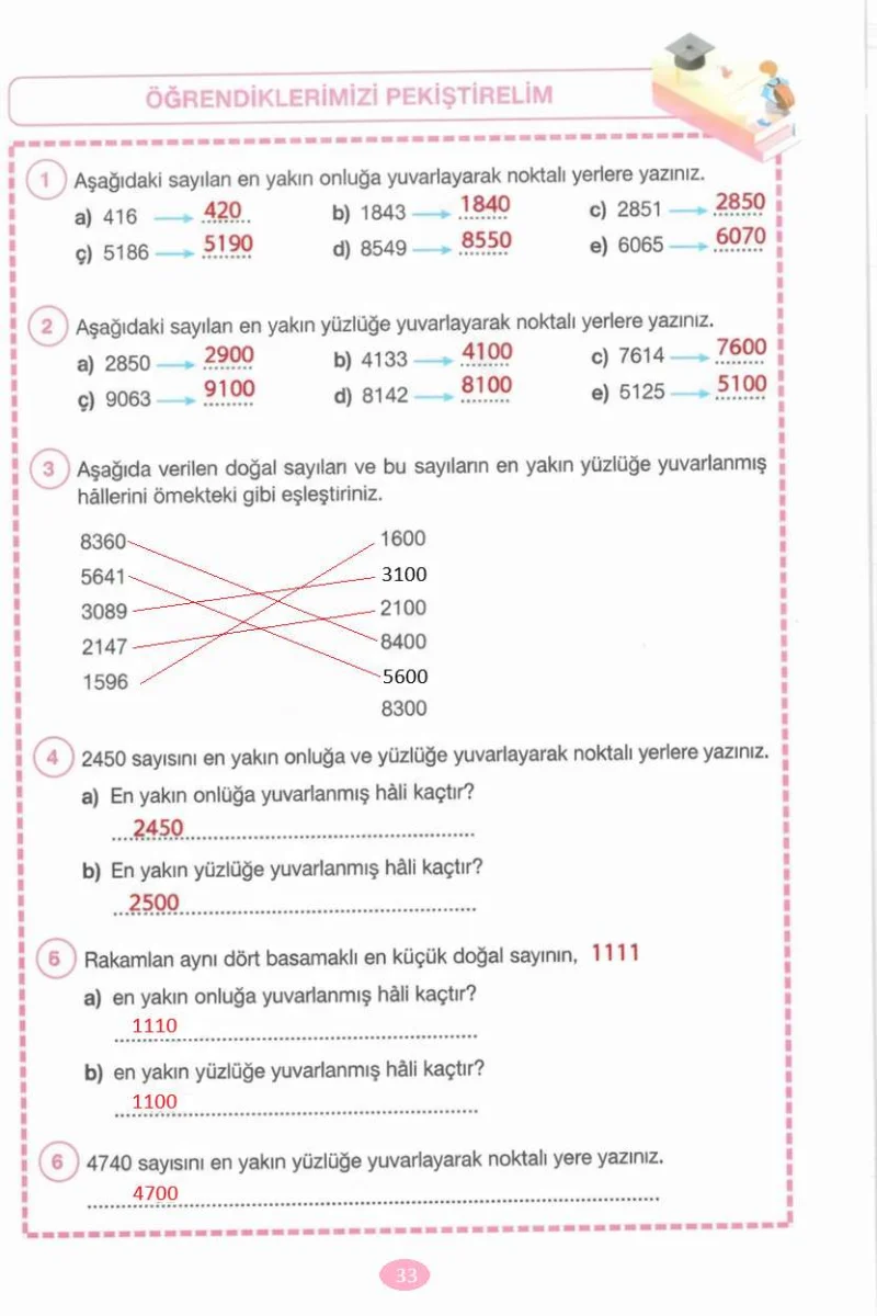 4. Sınıf Matematik Ders Kitabı Cevapları Pasifik Yayınları Sayfa 33 Çözüm Görseli