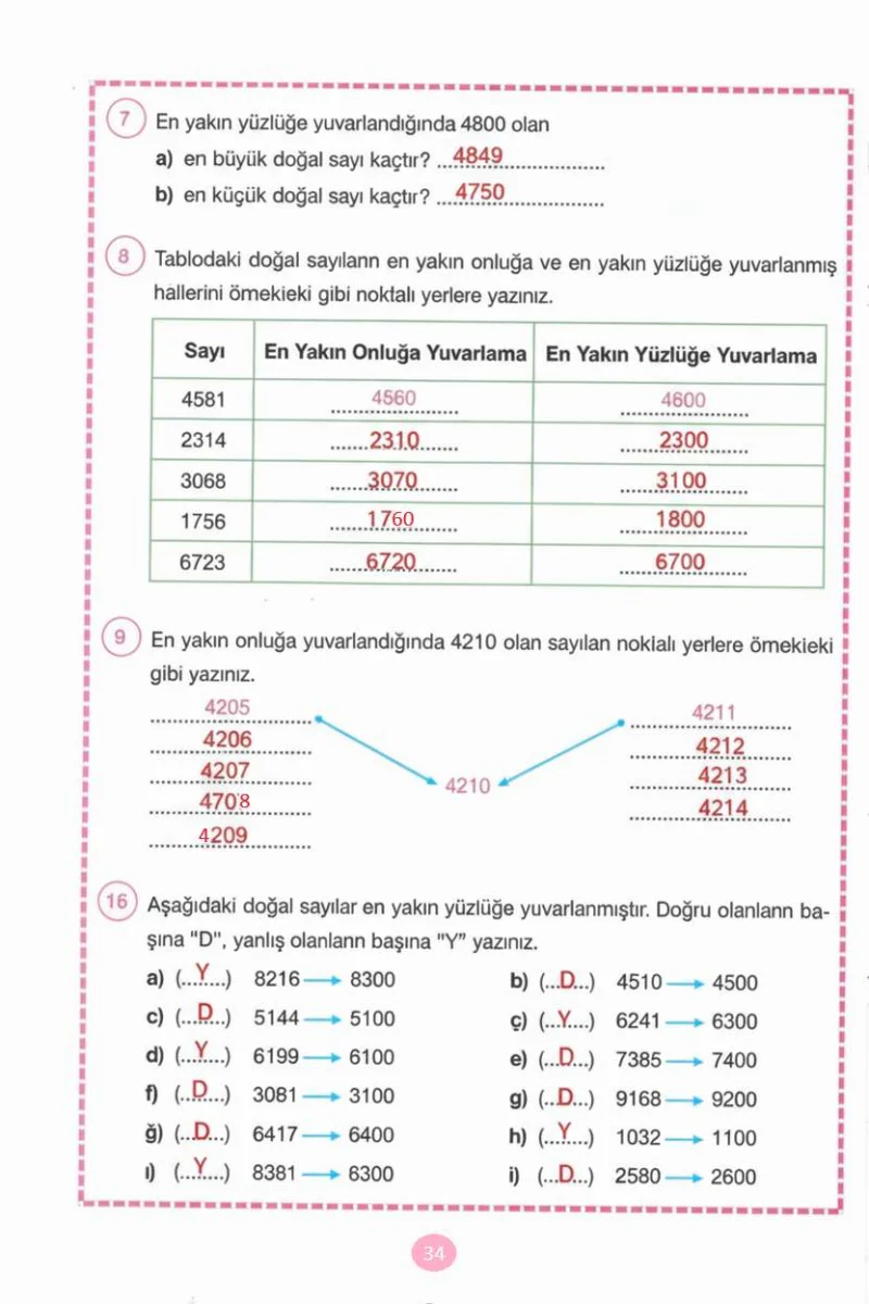 4. Sınıf Matematik Ders Kitabı Cevapları Pasifik Yayınları Sayfa 34 Çözüm Görseli