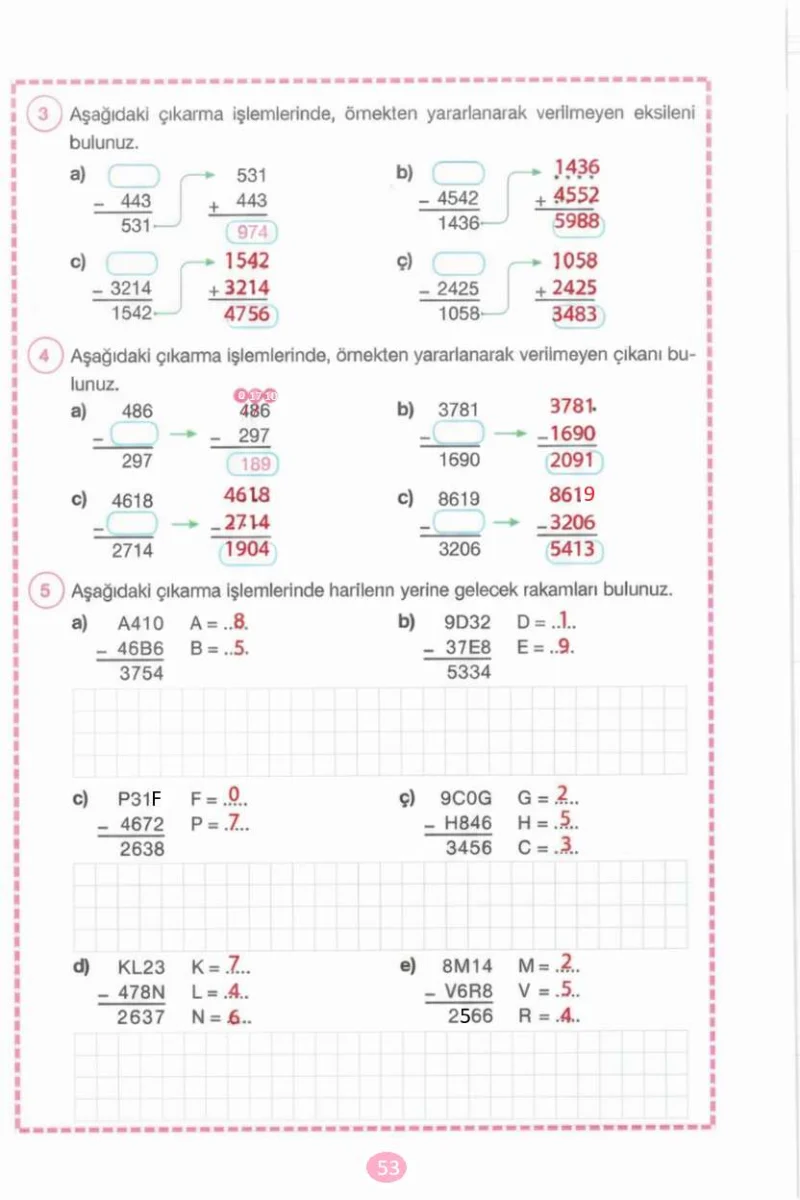 4. Sınıf Matematik Ders Kitabı Cevapları Pasifik Yayınları Sayfa 53 Çözüm Görseli